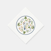 Eule auf Baumstumpf Vögel Blätter Kandy Canes Serviette (Ecke)