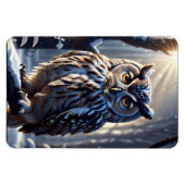 Eule auf Baumzweig im Schneewald Magnet (Horizontal)