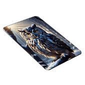 Eule auf Baumzweig im Schneewald Magnet (Rechte Seite)