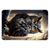 Eule auf Baumzweig im Wald Magnet (Horizontal)