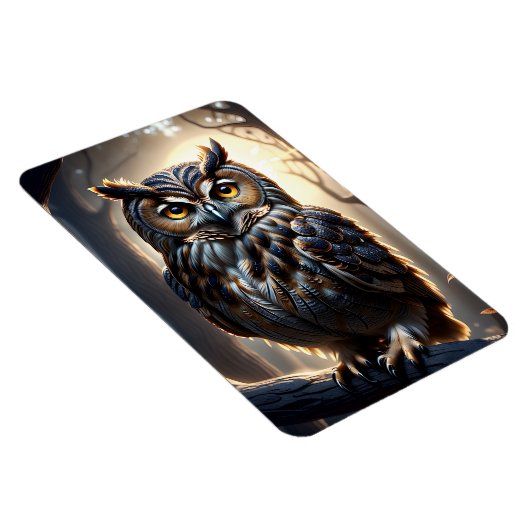 Eule auf Baumzweig im Wald Magnet (Rechte Seite)