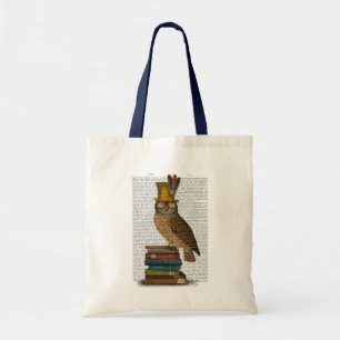 Eule auf Büchern Tragetasche