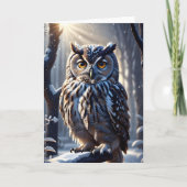 Eule auf dem Baumzweig im Schneewald-Leere Dankeskarte (Vorderseite)
