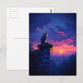 Eule auf dem Dach von Sunset City Postkarte (Vorne/Hinten)