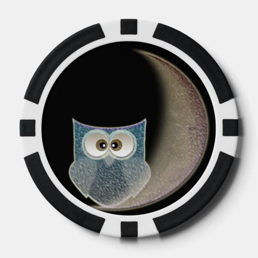 Eule auf dem Mond-Chip-Poker Pokerchips (Vorderseite)