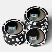 Eule auf dem Mond-Chip-Poker Pokerchips (Stapel)
