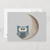 Eule auf dem Mond Postkarte (Vorne/Hinten)