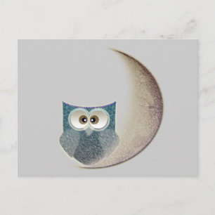 Eule auf dem Mond Postkarte