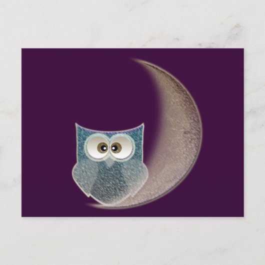 Eule auf dem Mond Postkarte (Vorderseite)
