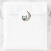 Eule auf dem Mond Runder Aufkleber (Tasche)