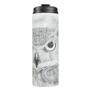 Eule auf dem Thermaltumbler Thermosbecher