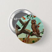 Eule auf der Herbstmapfelbaumkonstruktion - Phanta Button (Vorne & Hinten)