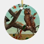 Eule auf der Herbstmapfelbaumkonstruktion - Phanta Keramik Ornament (Vorne)