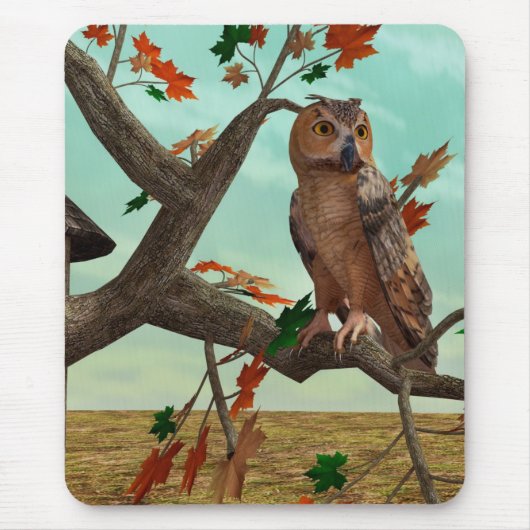 Eule auf der Herbstmapfelbaumkonstruktion - Phanta Mousepad (Vorne)