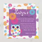 Eule auf der rechten Seite Einladung (Vorne/Hinten)