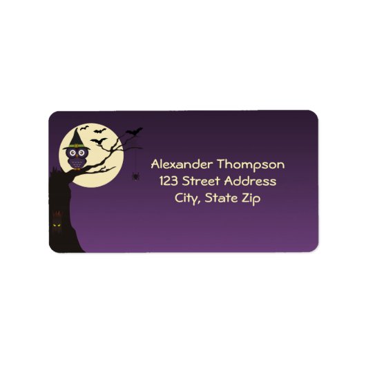 Eule auf einem Baumzweig Halloween-Adressetikett Adressaufkleber (Vorne)