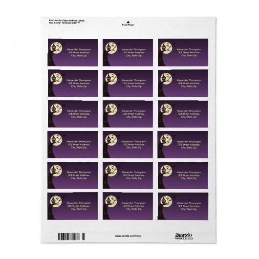 Eule auf einem Baumzweig Halloween-Adressetikett Adressaufkleber (Vorne)