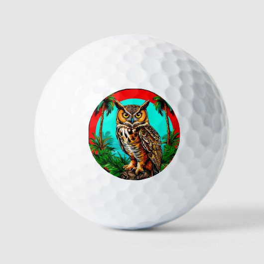 Eule auf einem Felsen Golfball (Vorderseite)
