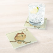 Eule auf einem Niederlassung japanischen feine Glasuntersetzer (Schrägansicht)