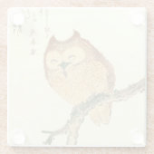 Eule auf einem Niederlassung japanischen feine Glasuntersetzer (Rückseite)