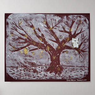 Eule auf einem Snowy-Baum-Druck Poster
