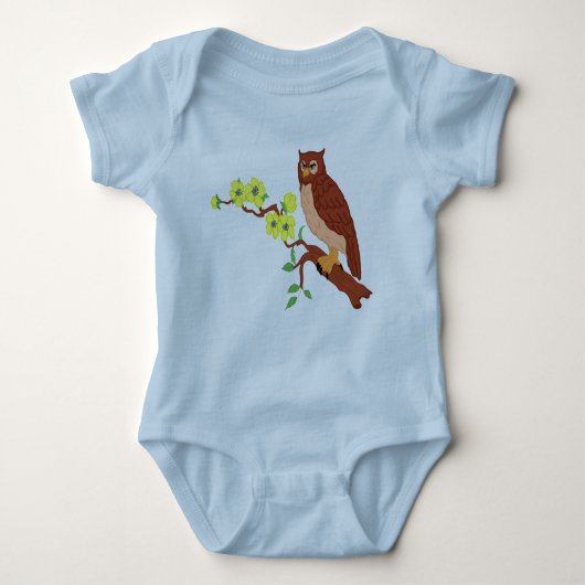 Eule auf einem Zweig-Baby Baby Strampler (Vorderseite)