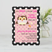 Eule auf einer Niederlassung - Einladung (Stehend Vorderseite)