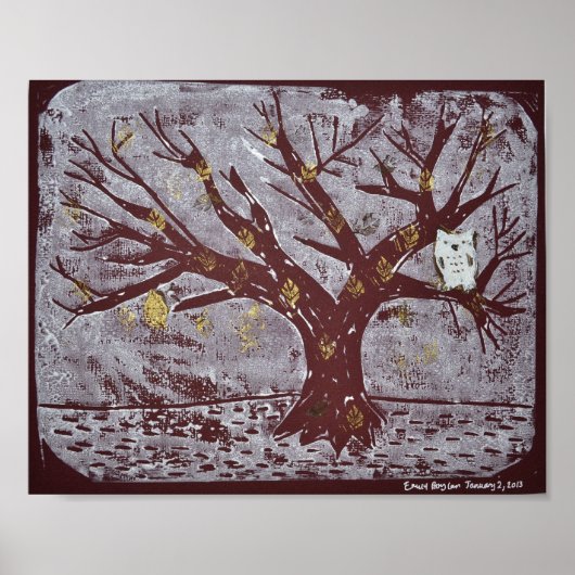 Eule auf einer SchneebaumPrint Poster (Vorne)