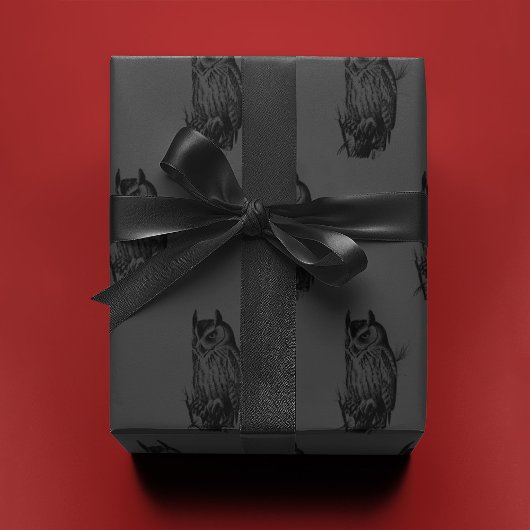 Eule auf Grau | Geschenkpapier