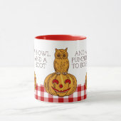 Eule auf Pumpkin Gingham Pattern Tasse (Zentrum)