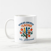 Eule auf Tree Weltbest Teacher ft. Crayons Kaffeetasse (Links)