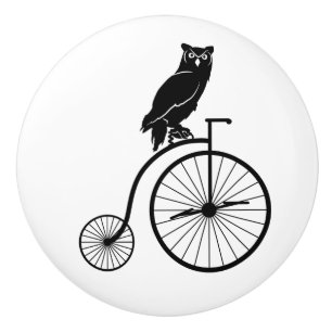 Eule auf Vintagem Fahrrad Keramikknauf