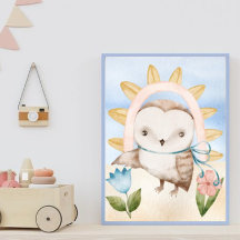 Eule, Babytiere, Boho, Blume, Regenbogen