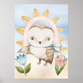 Eule, Babytiere, Boho, Blume, Regenbogen Poster (Vorne)