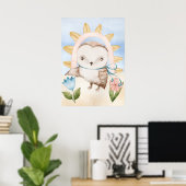 Eule, Babytiere, Boho, Blume, Regenbogen Poster (Heimbüro)