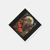 Eule bei Nacht mit Vollmond Serviette (Ecke)