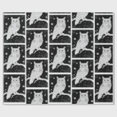 Eule bei Nacht Sternenhimmel Geschenkpapier (Flach)