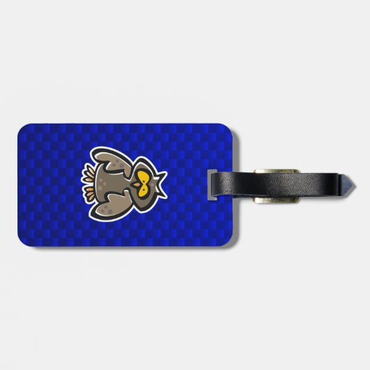 Eule; blau gepäckanhänger (Rückseite horizontal)