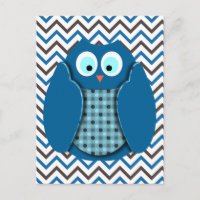 Eule - Blau mit Polka-Punkten