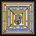 Eule - Blau und Gold Art Deco Abstrakt Poster<br><div class="desc">Ein abstraktes,  geometrisches Bild einer Eule,  reich an Art-Déco-Stil mit harmonischer Blau- und Goldfarbe.</div>