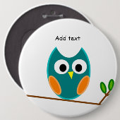 Eule: Blaue und goldene Eule Button (Vorne & Hinten)