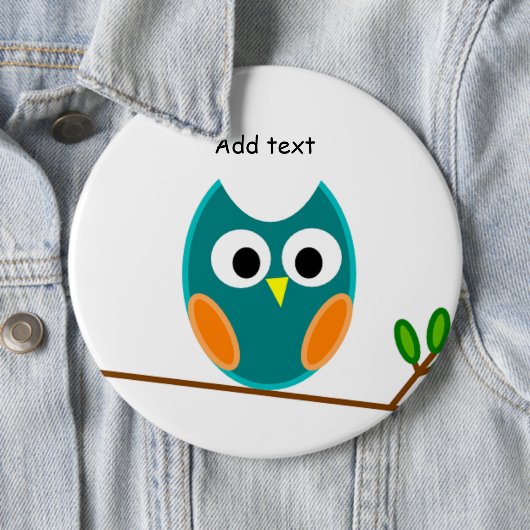 Eule: Blaue und goldene Eule Button (Beispiel)