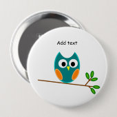 Eule: Blaue und goldene Eule Button (Vorne & Hinten)