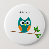 Eule: Blaue und goldene Eule Button (Vorderseite)