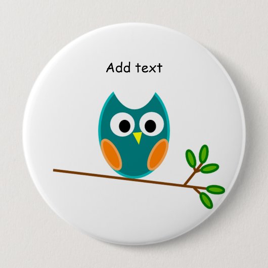 Eule: Blaue und goldene Eule Button (Vorderseite)