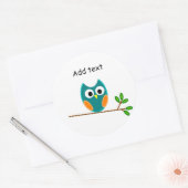 Eule: Blaue und goldene Eule Runder Aufkleber (Umschlag)