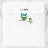 Eule: Blaue und goldene Eule Runder Aufkleber (Tasche)