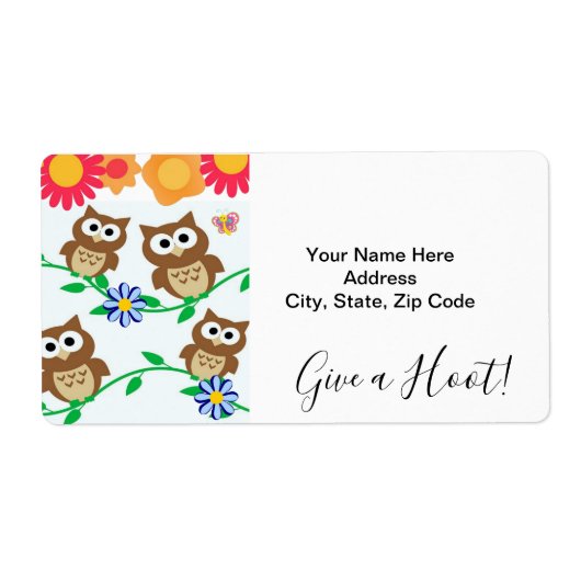 Eule Blümchen Gib ein Hoot! Labels (Vorne)