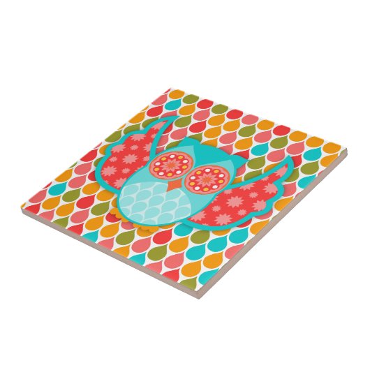 Eule Boheme blau Fliese (Seite)