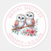 Eule Boho Rustikale Landhochzeit Brautparty Runder Aufkleber (Vorderseite)